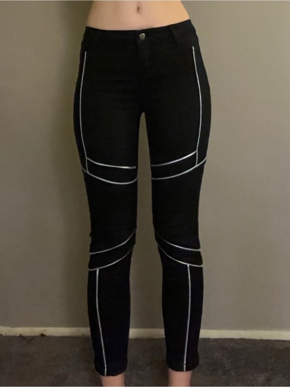 Balera Black & Silver Rocker / Sci Fi Skinny Jeans, XS